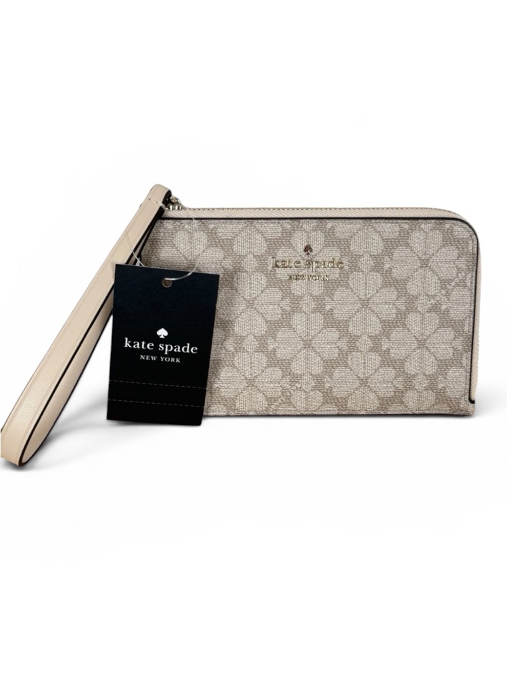 Kate Spade Lucy Small Zip Wristlet – Spade Flower Dark Beige KH614